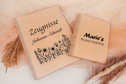 Zeugnismappe personalisiert aus Holz