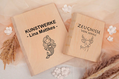 Zeugnismappe personalisiert aus Holz
