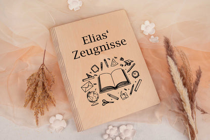 Zeugnismappe personalisiert aus Holz