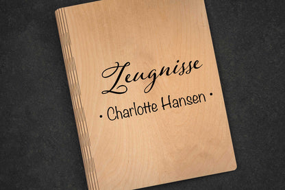 Zeugnismappe personalisiert aus Holz