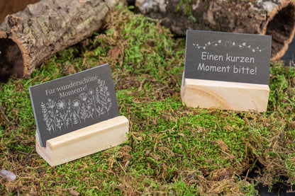 Schieferschild mit Holzsockel zur Hochzeit