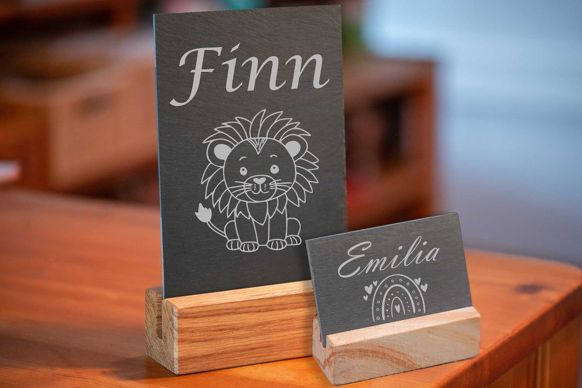 Personalisiertes Schild für Kinder aus Schiefer