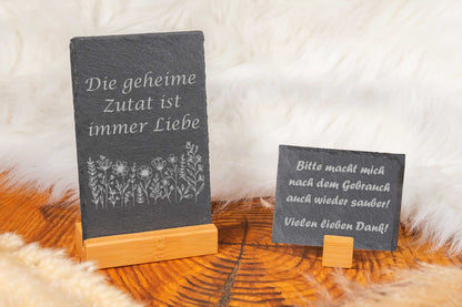 Schieferschild mit deiner Wunschgravur für die Küche • Küchenschild