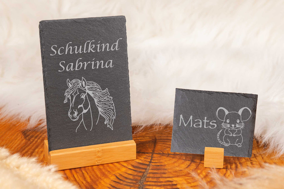 Personalisiertes Schild zum Schulanfang, Einschulung mit Bambussockel