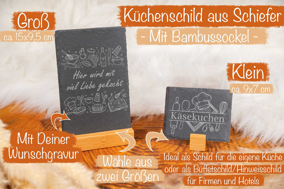 Schieferschild mit deiner Wunschgravur für die Küche • Küchenschild