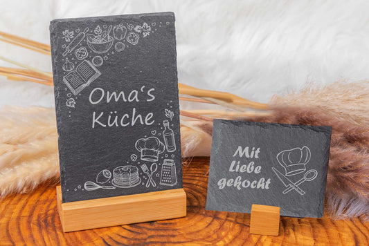 Schieferschild mit deiner Wunschgravur für die Küche • Küchenschild
