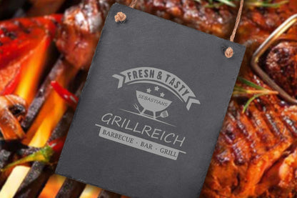 Personalisiertes Grillschild Fresh and Tasty