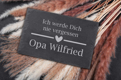 Schieferplatte mit Deinem Wunschtext und Liebesmotiven