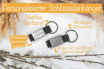 Silber chromatierter Schlüsselanhänger mit Gravur personalisiert