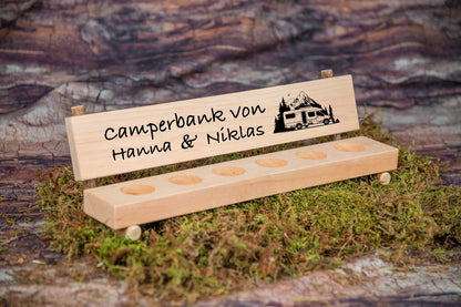 Personalisierte Schnapsbank mit Deiner Wunschgravur im rustikalem Stil