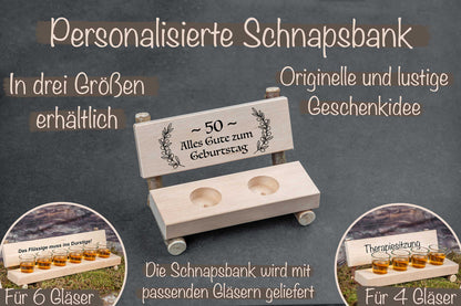 Personalisierte Schnapsbank mit Deiner Wunschgravur und vielen Motiven