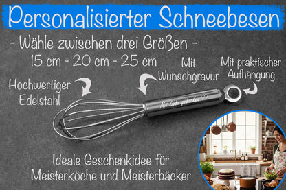 Premium Schneebesen mit Namen personalisiert aus Edelstahl