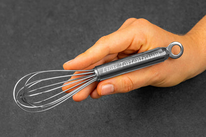 Premium Schneebesen mit Namen personalisiert aus Edelstahl