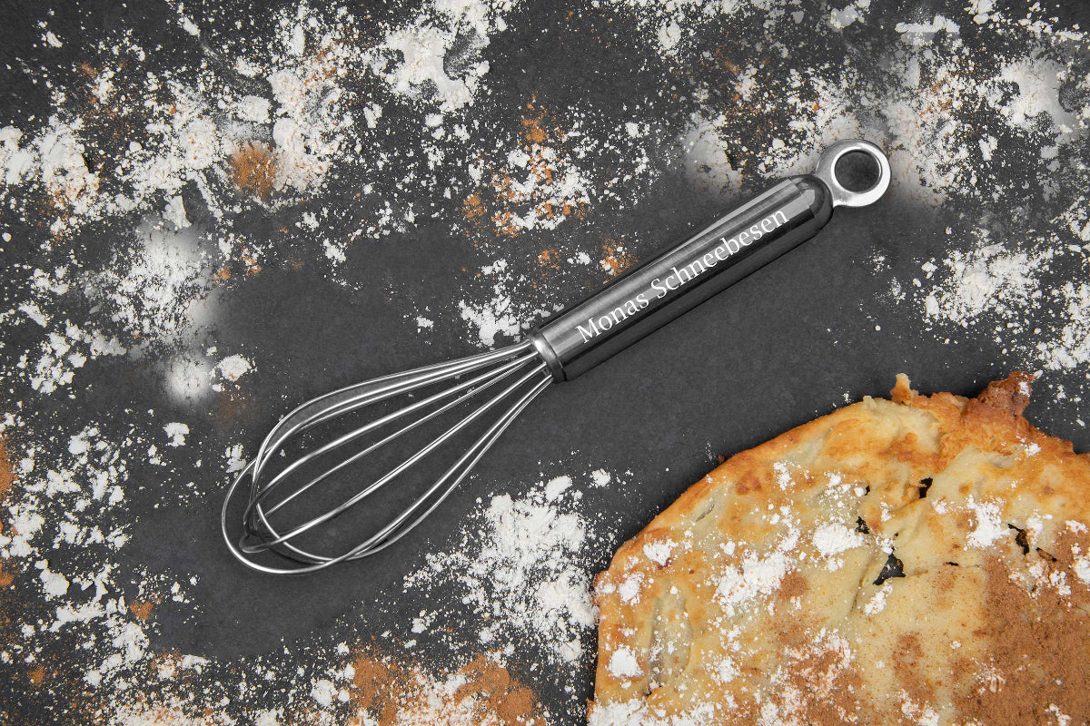 Premium Schneebesen mit Namen personalisiert aus Edelstahl