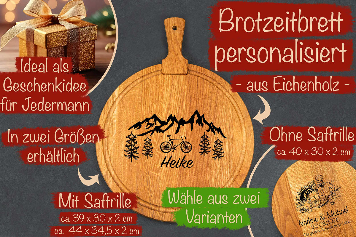 Schneidebrett personalisiert aus Eichenholz - Brotzeitbrett