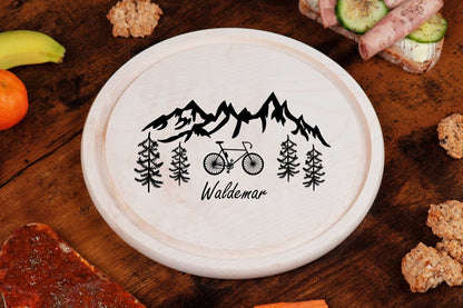 Brotzeitbrett rund personalisiert aus Holz - Schneidebrett