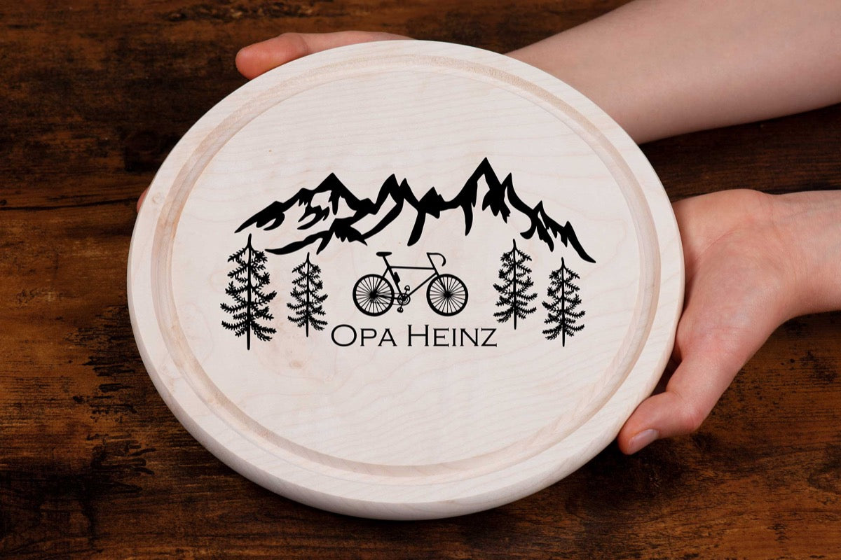 Brotzeitbrett rund personalisiert aus Holz - Schneidebrett