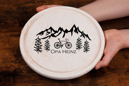 Brotzeitbrett rund personalisiert aus Holz - Schneidebrett