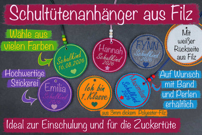 Schultüten Anhänger personalisiert • Schultütenanhänger aus Filz