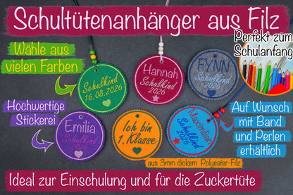 Schultüten Anhänger personalisiert • Schultütenanhänger aus Filz