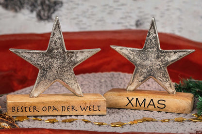 Weihnachtsgeschenk Holz Stern mit Gravur personalisiert