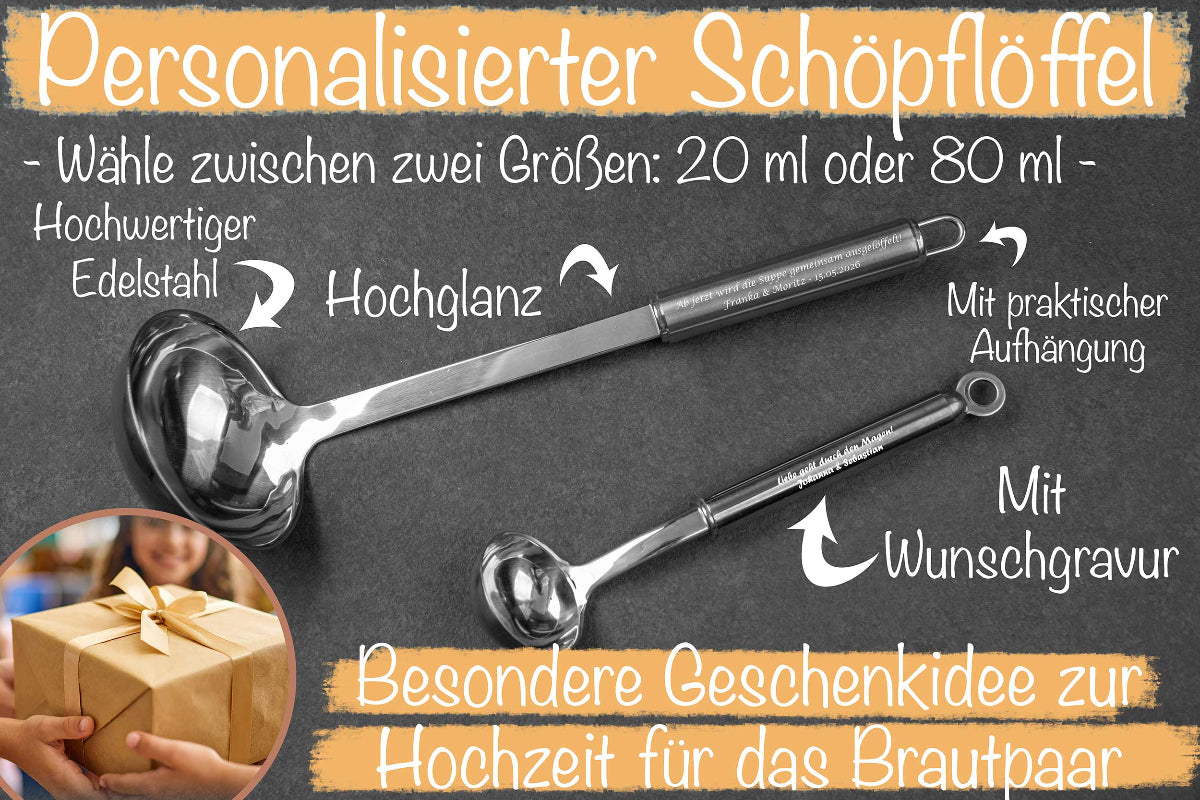 Personalisierter Schöpflöffel aus Edelstahl - Suppenlöffel, Suppenkelle