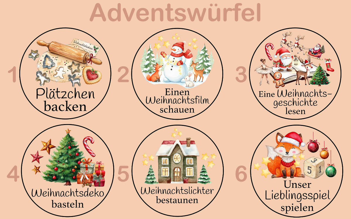 Adventswürfel für Kinder personalisiert • Gemeinsame Weihnachtsaktivitäten