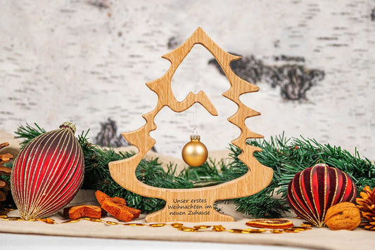 Weihnachtsbaum aus Holz mit Gravur personalisiert - Weihnachtsgeschenk