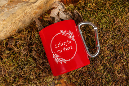 Edelstahl Trinkbecher mit Karabiner personalisiert mit Name