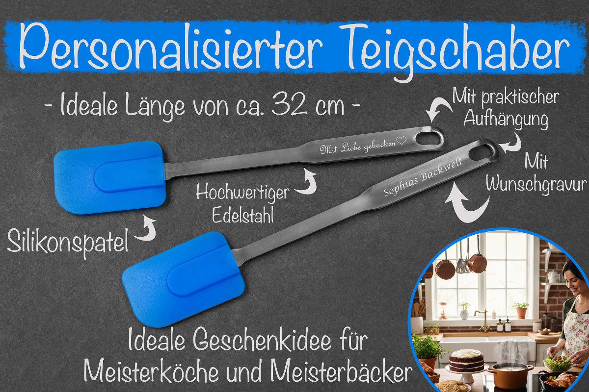 Premium Teigschaber personalisiert mit Namen aus Edelstahl