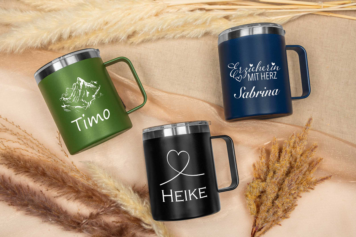 Thermobecher personalisiert mit Name - Edelstahl Trinkbecher