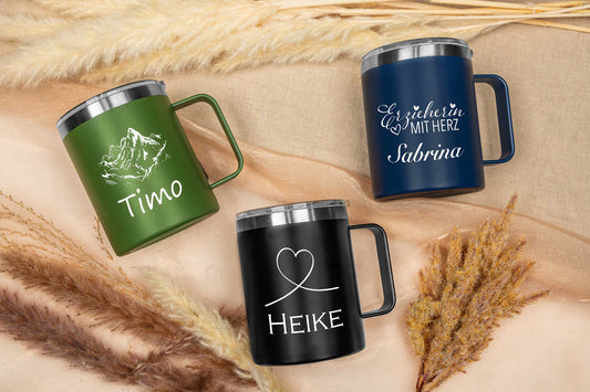 Thermobecher personalisiert mit Name - Edelstahl Trinkbecher