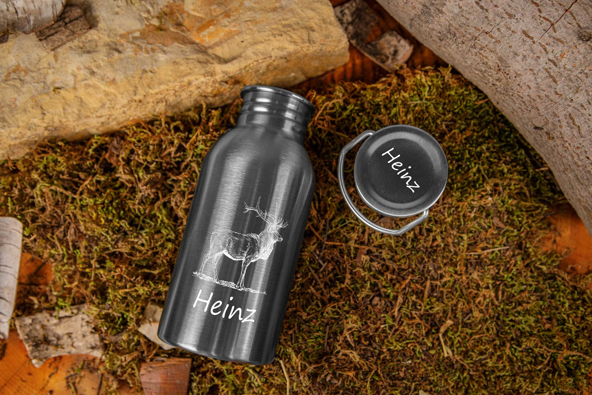 Edelstahl Trinkflasche personalisiert mit Namen - Isolierflasche