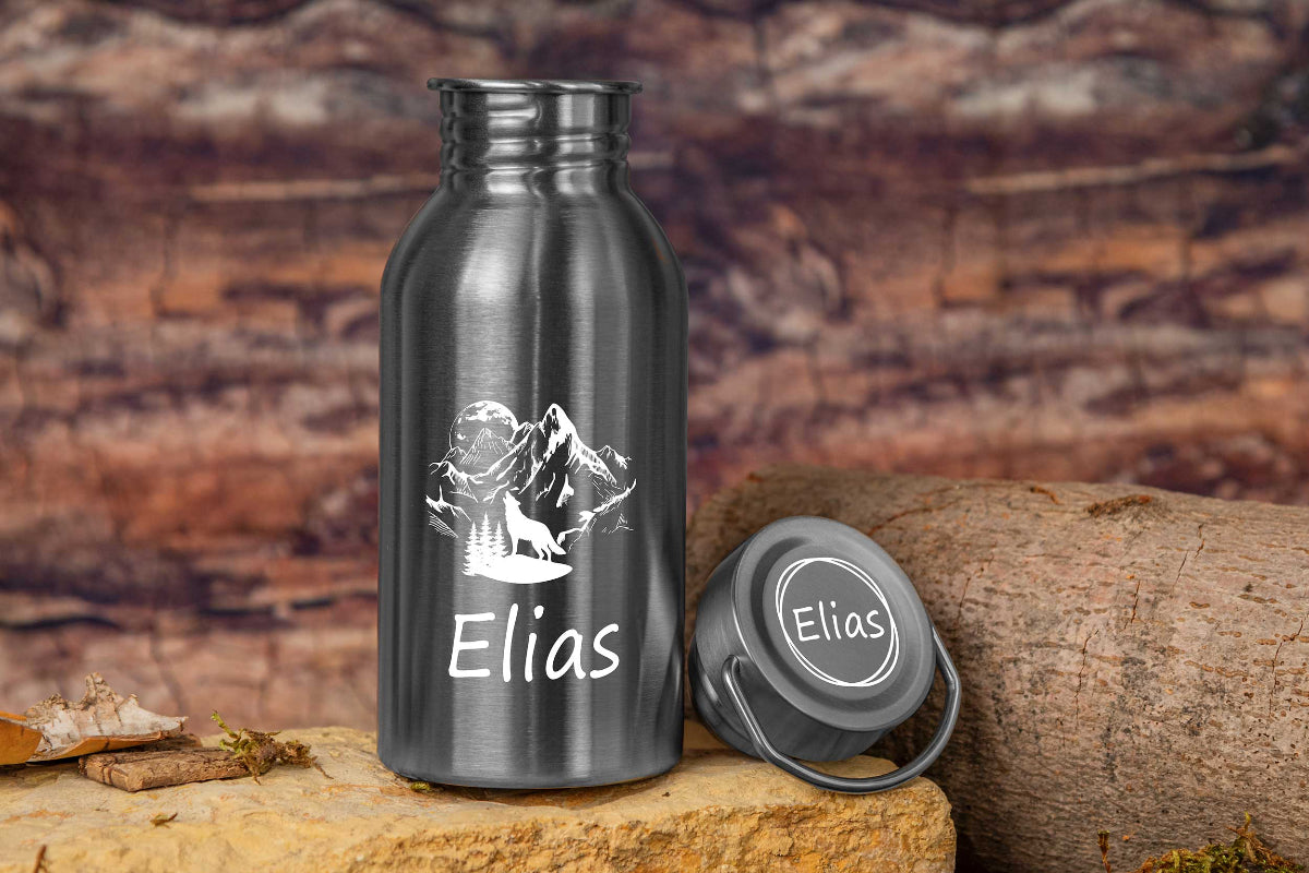 Edelstahl Trinkflasche personalisiert mit Namen - Isolierflasche