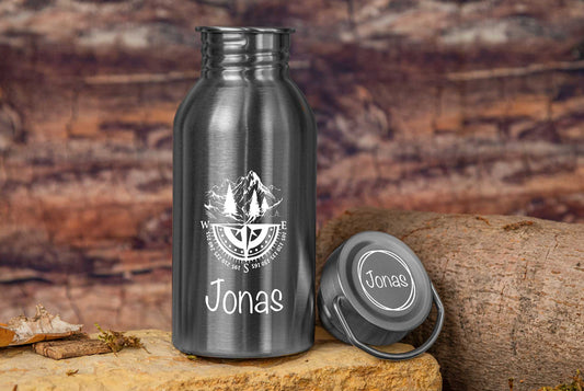 Edelstahl Trinkflasche personalisiert mit Namen - Isolierflasche