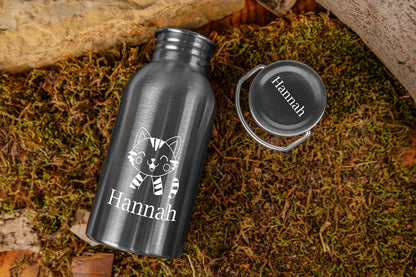 Edelstahl Trinkflasche personalisiert mit Name für Kinder