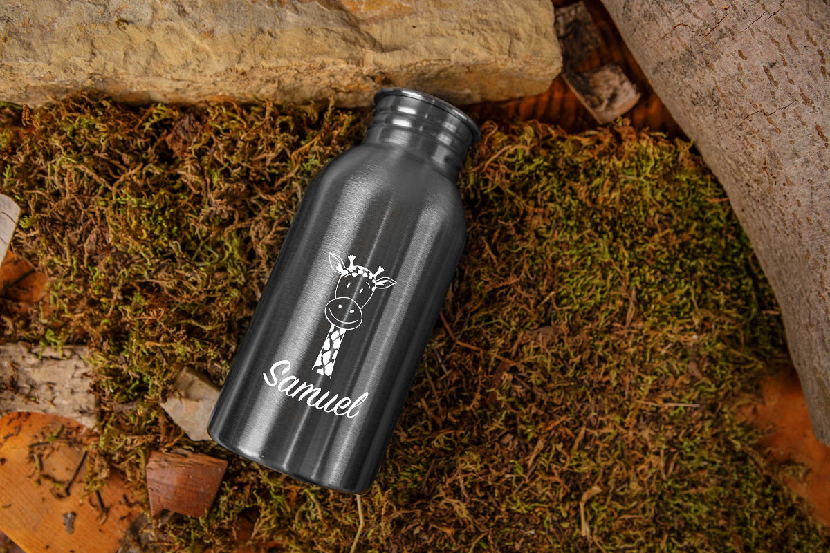 Edelstahl Trinkflasche personalisiert mit Name für Kinder