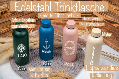 Personalisierte Edelstahl Trinkflasche mit Namen - Isolierflasche