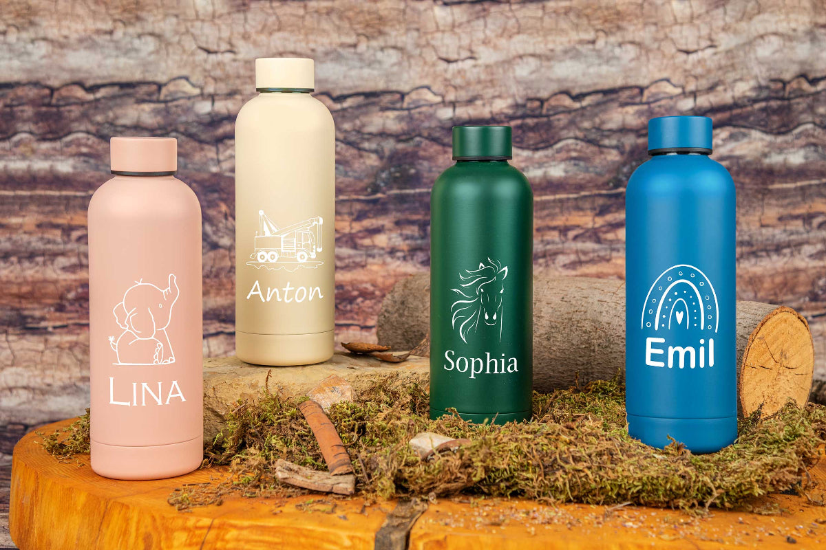 Trinkflasche personalisiert mit Name für Kinder matt