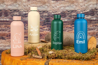 Trinkflasche personalisiert mit Name für Kinder matt