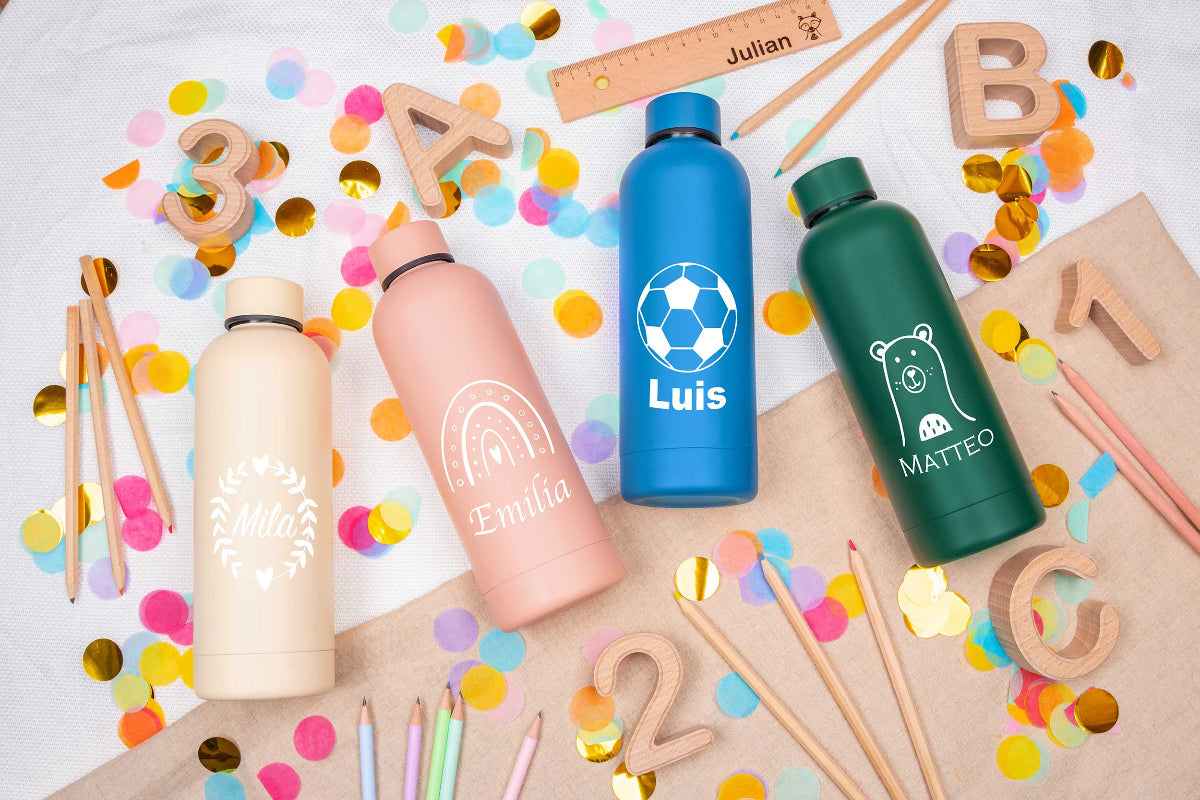 Trinkflasche personalisiert mit Name für Kinder matt