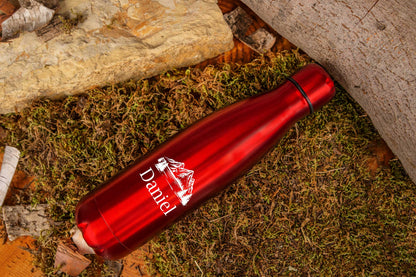 Edelstahl Trinkflasche personalisiert mit Namen - Isolierflasche in sechs Farben