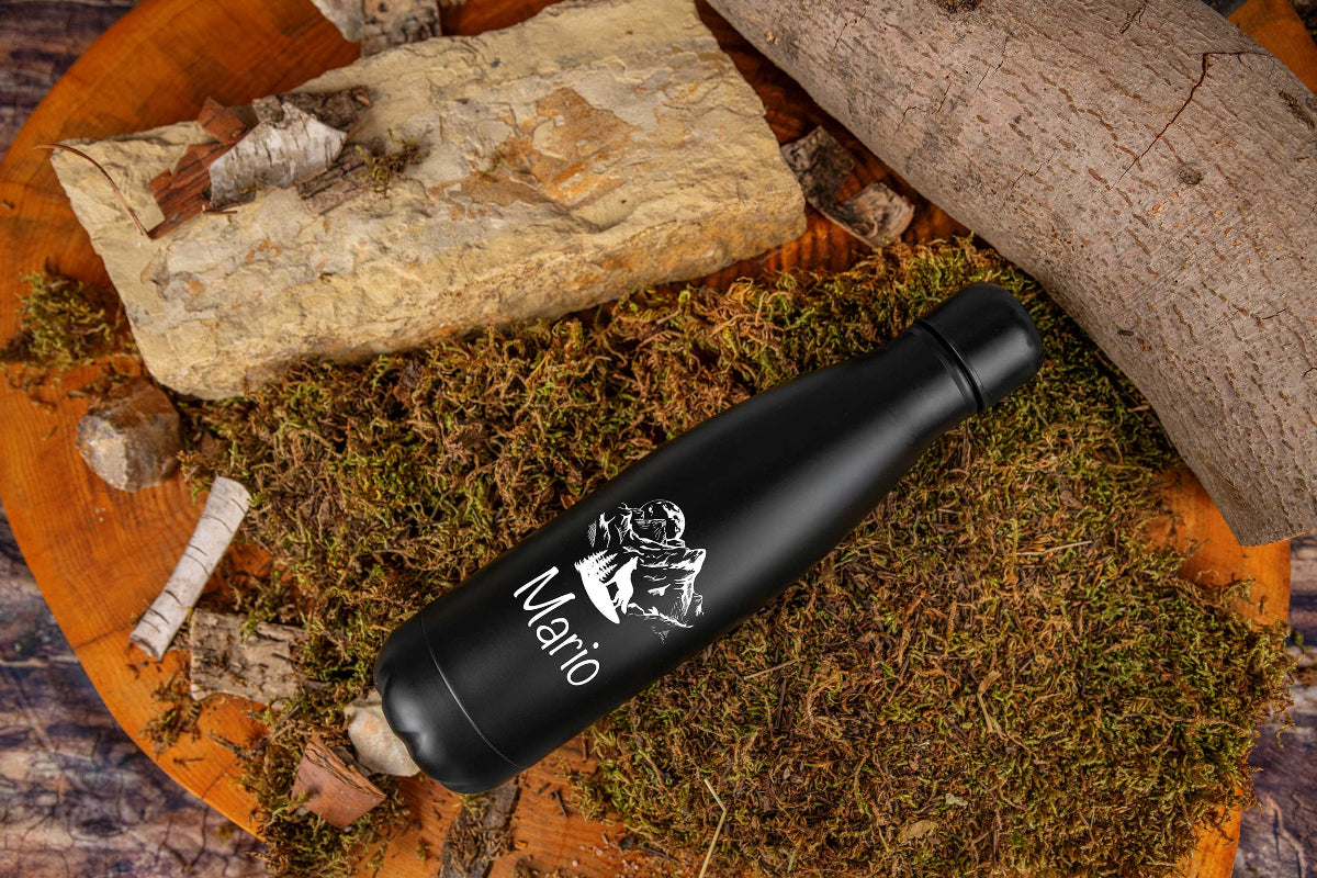 Edelstahl Trinkflasche personalisiert mit Namen - Isolierflasche in sechs Farben