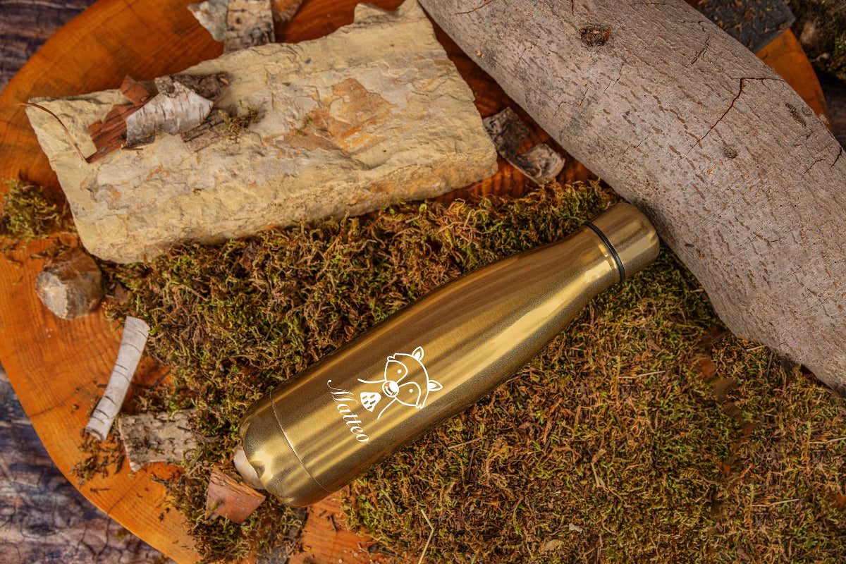 Trinkflasche personalisiert mit Name für Kinder in sechs Farben