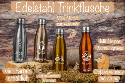 Personalisierte Edelstahl Trinkflasche mit Namen - Isolierflasche