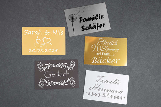 Klingelschild Türschild Namensschild Briefkastenschild personalisiert mit Gravur