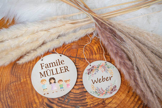 Türschild aus Holz personalisiert mit Name