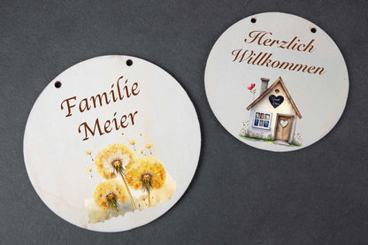 Türschild aus Holz personalisiert mit Name