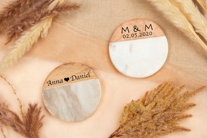 Marmor Untersetzer personalisiert mit Holz