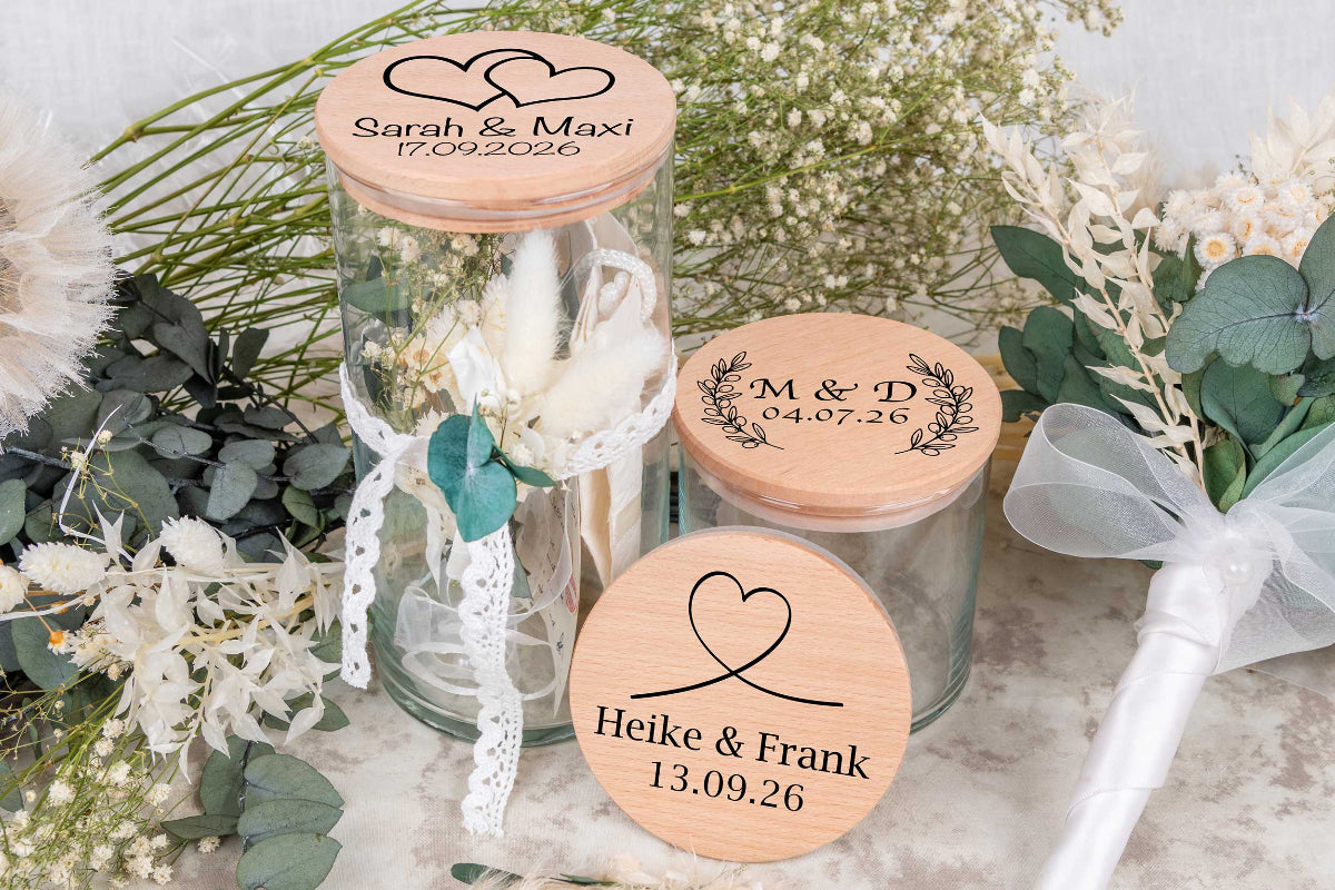 Personalisiertes Hochzeitsgeschenk Geldgeschenk • Vorratsglas
